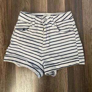 Black and White Stripped High Rise Shorts